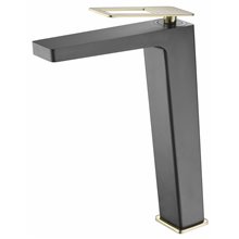 Grifo lavabo caño alto Negro Oro Suecia Imex