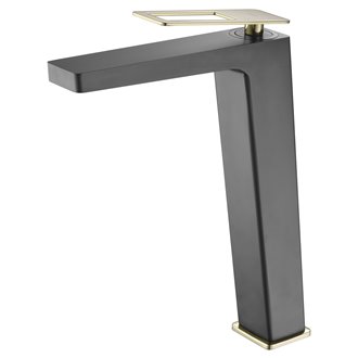 Grifo lavabo ca&ntilde;o alto Negro Oro Suecia Imex