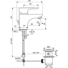 Grifo monomando 5L lavabo Ceraplan III Ideal Standard