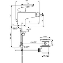 Grifo monomando bidé 5L Ceraflex Ideal Standard