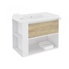 Mueble con lavabo resina 80cm Blanco-Roble nature/Blanco B-Smart BATH+