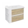 Mueble con lavabo resina 80cm Blanco-Roble nature/Blanco 2 cajones B-Smart BATH+