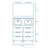 Mueble de ba&ntilde;o 6 cajones con lavabo cer&aacute;mico dos senos 120cm Urban Royo