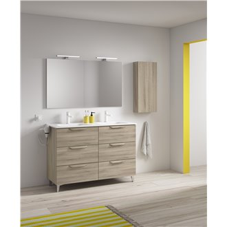 Mueble de ba&ntilde;o 6 cajones con lavabo cer&aacute;mico dos senos 120cm Urban Royo