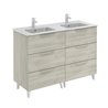 Mueble de ba&ntilde;o 6 cajones con lavabo cer&aacute;mico dos senos 120cm Urban Royo
