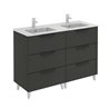 Mueble de ba&ntilde;o 6 cajones con lavabo cer&aacute;mico dos senos 120cm Urban Royo