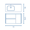 Mueble de ba&ntilde;o con lavabo cer&aacute;mico 90cm Alfa Royo