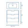 Mueble de ba&ntilde;o 3 cajones con lavabo cer&aacute;mico 80 o 100cm Life Royo