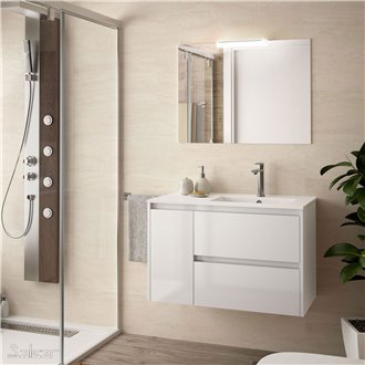 Mueble de ba&ntilde;o 855 Izquierda Blanco brillo NOJA SALGAR 