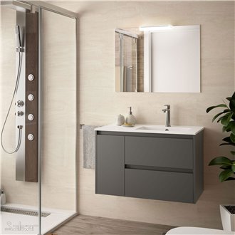 Mueble de ba&ntilde;o 855 Izquierda Gris Mate NOJA SALGAR 