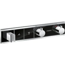 Grifo termostático con soporte cromo y negro RainSelect Hansgrohe