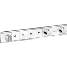 Grifo termostático con cuatro funciones y soporte cromo/blanco RainSelect Hansgrohe