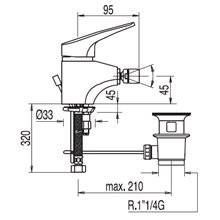 Grifo de bidé con desagüe automático Pol TRES