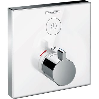 Grifo termost&aacute;tico con una funci&oacute;n blanco ShowerSelect Glass Hansgrohe