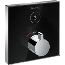 Grifo termostático con una función negro ShowerSelect Glass Hansgrohe