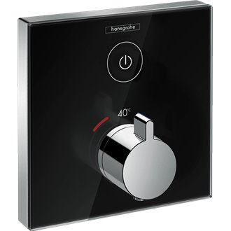 Grifo termost&aacute;tico con una funci&oacute;n negro ShowerSelect Glass Hansgrohe