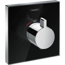 Grifo termostático de gran caudal negro ShowerSelect Glass Hansgrohe