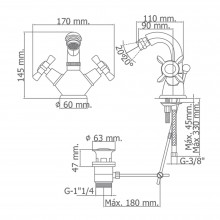 Grifo monoblock para bidé caño alto Parma