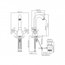 Grifo monoblock para lavabo caño alto Cala