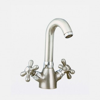 Grifo monoblock lavabo n&iacute;quel ca&ntilde;o alto Pinta