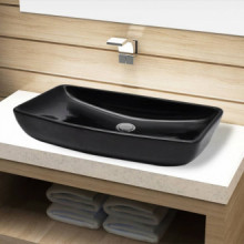 Lavabo de cerámica negro rectangular Vida XL