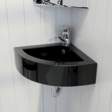 Lavabo con rebosadero 45x32x12,5cm negro Vida XL