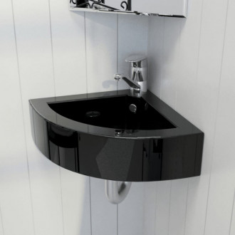 Lavabo con rebosadero 45x32x12,5cm negro Vida XL