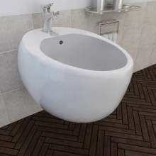Bidet blanco de pared de cerámica Vida XL