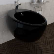 Bidet negro de pared de cerámica Vida XL