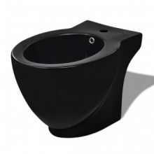 Bidet redondo de cerámica, negro Vida XL