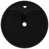 Lavabo de cer&aacute;mica con agujero para grifo/desag&uuml;e negro redondo Vida XL