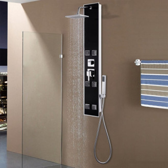 Panel de ducha de vidrio 18x42,1x120cm negro Vida XL