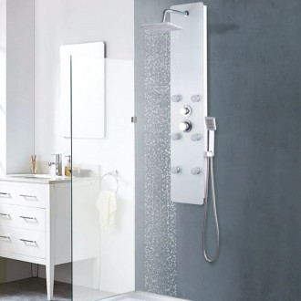 Panel ducha de vidrio 25x44,6x130cm blanco Vida XL