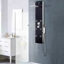 Panel ducha de vidrio negro 25x44,6x130cm Vida XL