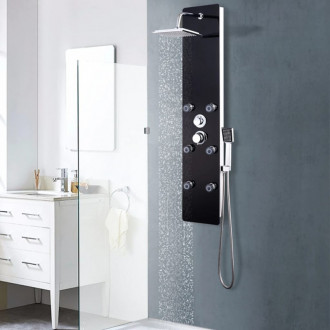 Panel ducha de vidrio negro 25x44,6x130cm Vida XL