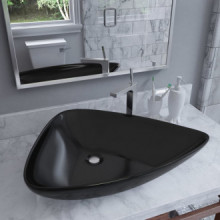 Lavabo de cerámica triangular negro 645x455x115mm Vida XL