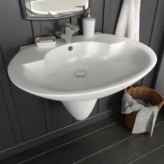 Lavabo de pared de cer&aacute;mica blanco 690x520x210mm Vida XL