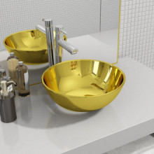 Lavabo 28x10cm cerámica dorado Vida XL