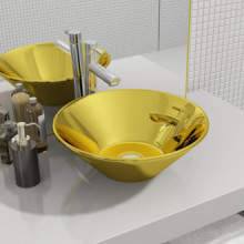 Lavabo 42x14cm cerámica dorado Vida XL