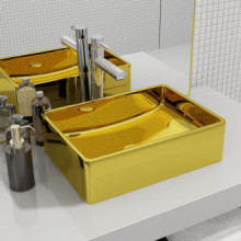 Lavabo 41x30x12cm cerámica dorado Vida XL