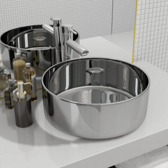 Lavabo 40x15cm cer&aacute;mica plateado Vida XL
