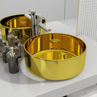 Lavabo 40x15cm cer&aacute;mica dorado Vida XL