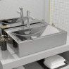 Lavabo con rebosadero 60x46x16cm cer&aacute;mica plateado Vida XL
