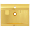 Lavabo con rebosadero 60x46x16cm cer&aacute;mica dorado Vida XL