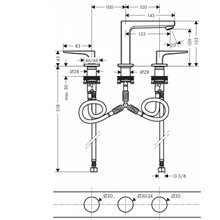 Grifo de repisa manecilla plana 110 Metropol Hansgrohe