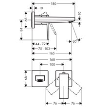 Grifería mural 16,5 cm con manecilla plana Metropoll Hansgrohe