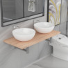 Conjunto de muebles de ba&ntilde;o de tres piezas roble y cer&aacute;mico Vida XL