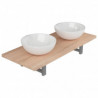 Conjunto de muebles de ba&ntilde;o de tres piezas roble y cer&aacute;mico Vida XL