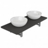 Conjunto de muebles de ba&ntilde;o de tres piezas cer&aacute;mica gris Vida XL