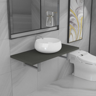 Conjunto de muebles de ba&ntilde;o 2 piezas cer&aacute;mica gris Vida XL